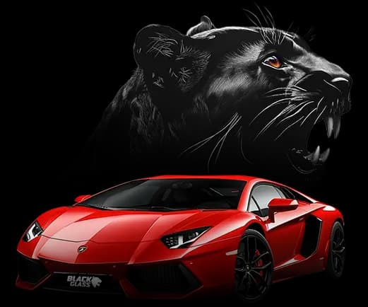Black Glass automobil i panter